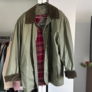 Men's Green Barn Jacket with flannel lining